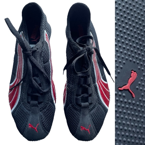 PUMA Lightweight New Black and Red Mesh SNEAKERS Size 6.5 - Picture 1 of 11